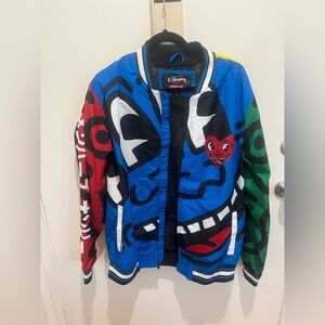 Members Only Black and Blue Patterned Jacket